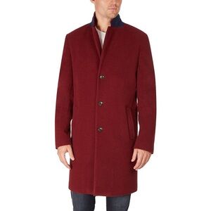Tommy Hilfiger Addison Wool-Blend Trim Fit Overcoat in Red, Size 44 Short